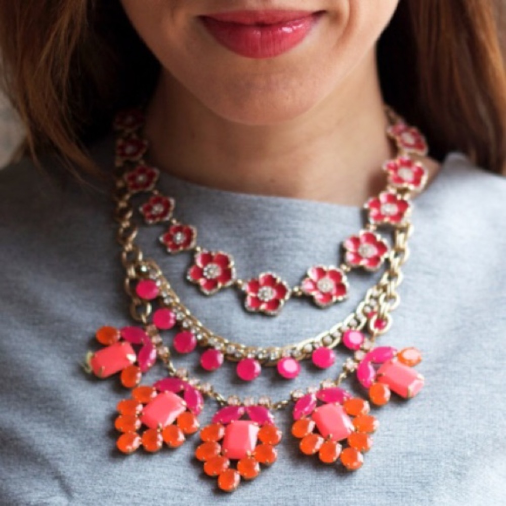 Stella & Dot | Spring Awakening Hot Pink & Vibrant Orange Statement Neck… - Picture 11 of 12